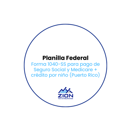 Planilla Federal Forma 1040SS - Pago de Seguro Social y Medicare (Con Credito por Niño)